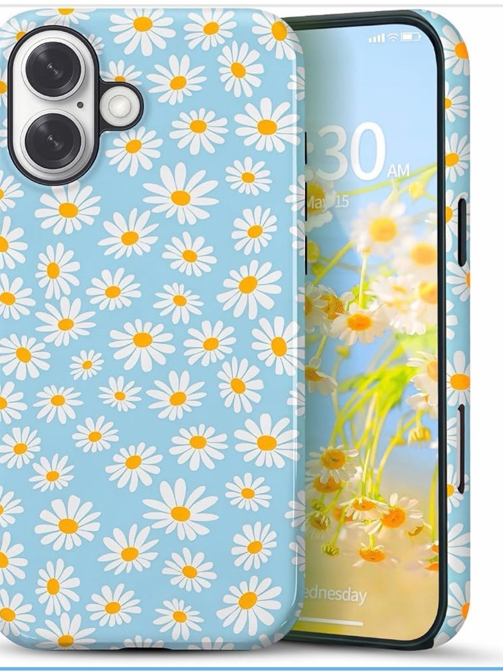 Floral Daisy Blue Phone Case - Protective Smartphone Cover iPhone 16 Case